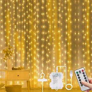 Vicloon - Guirnalda luminosa para cortina, 300 LED, 3 m x 3…
