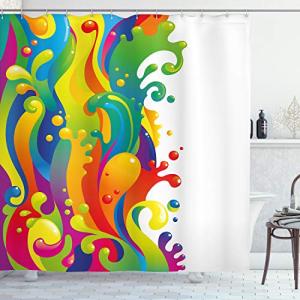 ABAKUHAUS Psicodélico Cortina de Baño, Rainbow Splash, Mate…