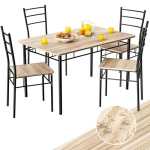 CASARIA® Mesa de Comedor con 4 Sillas Set 5 Pzs. Completo M…