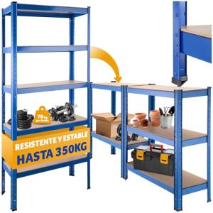 tectake® Estantería Metálica de 5 Baldas, Alturas Ajustable…
