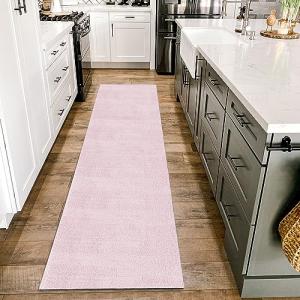 HomebyHome Alfombra Salon de Pelo Corto 80 x 250 cm Rosa -…