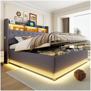 Lubvtti Cama Acolchada con LED y Puerto USB,Cama de Matrimo…