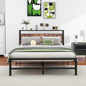 VERFARM Base de cama doble de metal de 135 x 190 cm, base d…