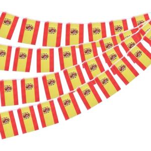 Guirnalda de 11 m con 40 banderas de España, 14 x 21 cm, ba…