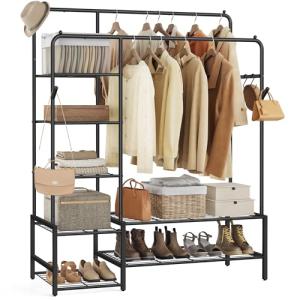 SONGMICS Perchero, Armario Abierto, con 7 Estantes, Estruct…