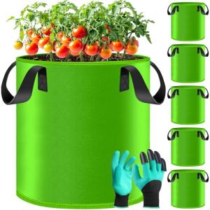 JEDWKFA 5 Piezas Bolsa Cultivo, 30 L Bolsas para Plantas, B…