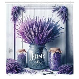 ABAKUHAUS Morado Cortina de Baño, Letras de Hogar con Lavan…