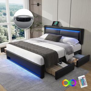 Wyibwy Cama acolchada de 140 x 190 cm, cama de matrimonio c…