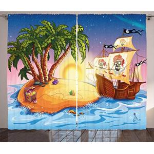 ABAKUHAUS Barco Pirata Cortinas, Exótico Sea Island, Sala d…