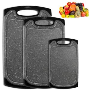 Funnydin Juego de 3 tablas de cortar de plástico para carne…