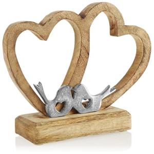 COM-FOUR® Corazón decorativo - corazón de madera sobre base…
