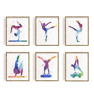 FREEBLOSS Juego de 6 impresiones de gimnasia para pared, li…
