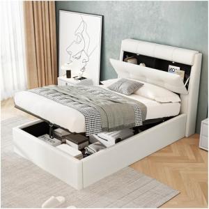 Lubvtti Cama tapizada 90x200cm,Cabecero con almacenaje Ocul…