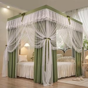 Dosel de Cama de Dos Capas con 4 Postes en Las Esquinas, Co…