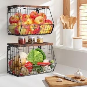 HATANSE Fruteros de 2 Pisos, Frutero de Cocina Moderno, Fru…