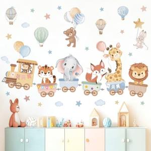 wondever Pegatinas de Pared Safari Animales Tren Adhesivos…
