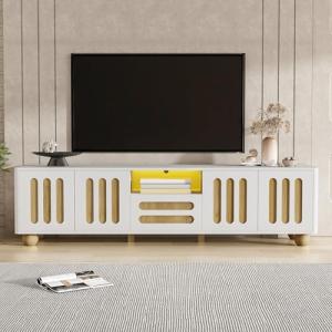 KecDuey Mueble bajo para TV moderno, color blanco y aspecto…