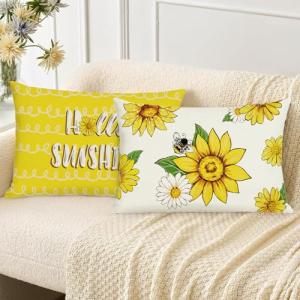 Bonhause Fundas Cojines Flores Verano 30 x 50 cm Funda de A…