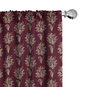ABAKUHAUS Granate Juego de 2 Paños Cortinas, Damasco Estilo…