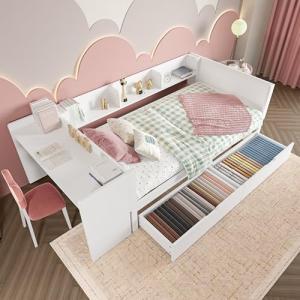 Lcoho Cama plana, cama de madera (90 x 200 cm), con escrito…
