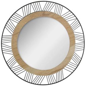 Well Home - Espejo Redondo Montado en Pared, Madera y Metal…