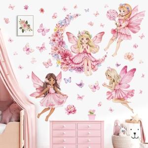 decalmile Pegatinas de Pared Infantiles Hada Rosa Vinilos D…