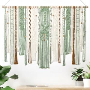 LOMOHOO Tapiz de pared grande de macramé para colgar en la…