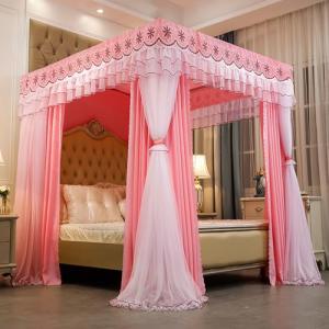 PYCJNFC Dosel de Cama con Cortinas, 4 Postes de Esquina, Re…