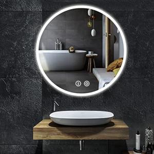YOLEO Espejo de Baño Redondo con Luz LED Regulable en 3 Col…