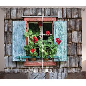 ABAKUHAUS geranios Cortinas, Flores en la Ventana Rural, Sa…