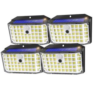 Haokiang 4 Pack luces solares exterior - 2000LM IP65 270° 3…