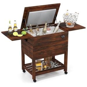 GOPLUS Carrito Enfriador de Madera, Nevera de 50 L Exterior…