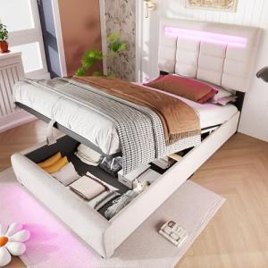 Azkoeesy Cama individual con espacio de almacenamiento e il…