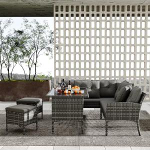 Moimhear Conjunto de muebles de jardín de ratán sintético p…