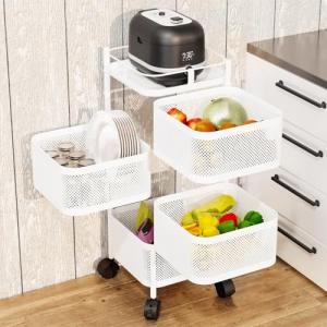 Carrito de cocina giratorio de 5 capas con ruedas, estante…