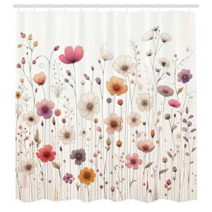 ABAKUHAUS Floral Cortina de Baño, Patrón Floral de Pradera…