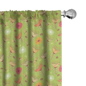 ABAKUHAUS Floral Juego de 2 Paños Cortinas, Bluebell Flores…