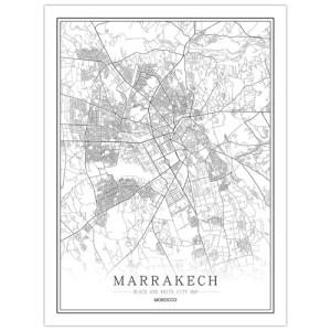 CUNNVN Blanco MARRAKECH pintura de la lona del mapa de la c…
