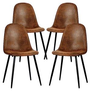 FurnitureR Juego de 4 sillas de Comedor de Gamuza de Tela p…