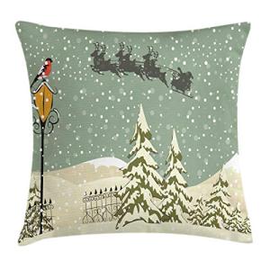 ABAKUHAUS Navidad Funda para Almohada, Reno Volador de Sant…