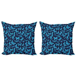 ABAKUHAUS Azul Set de 2 Fundas para Cojín, Mariposas Dibuja…