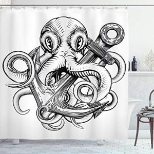 ABAKUHAUS Pulpo Cortina de Baño, Pulpo Bosquejo del Barco,…