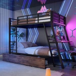 KecDuey Litera de 90 x 200 cm, cama de metal, cama individu…