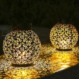 BGIUSQF 2 Piezas Farolillos Solares Exterior, Metal Farolil…