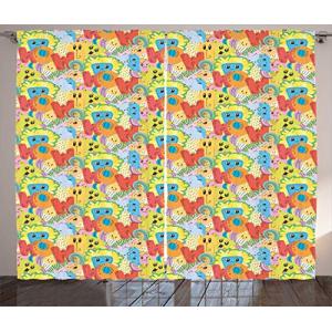 ABAKUHAUS Extraterrestre Cortinas, Doodle Bestias Wow Letra…