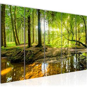 Runa Art Cuadro XXL Bosque paisaje 200 x 80 cm Verde 5 Piez…