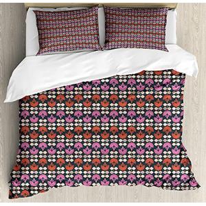ABAKUHAUS Floral Funda Nórdica, Retro Grunge Hojas de Las F…