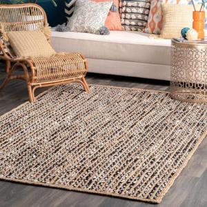 Trademoon Alfombra india de yute natural trenzada hecha a m…
