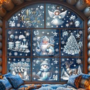 WUQNGI 203 PCS Pegatinas Navidad Ventanas Cristal,Pegatinas…