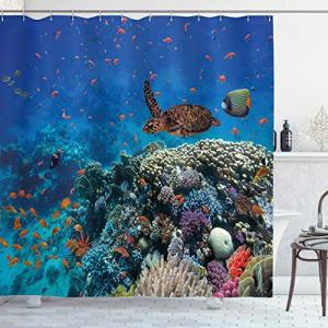 ABAKUHAUS Pescado Cortina de Baño, Tropical Tortuga de Agua…
